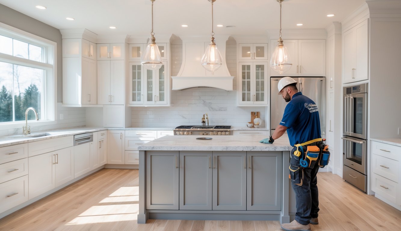 Modern kitchen renovated with new cabinets and appliances
